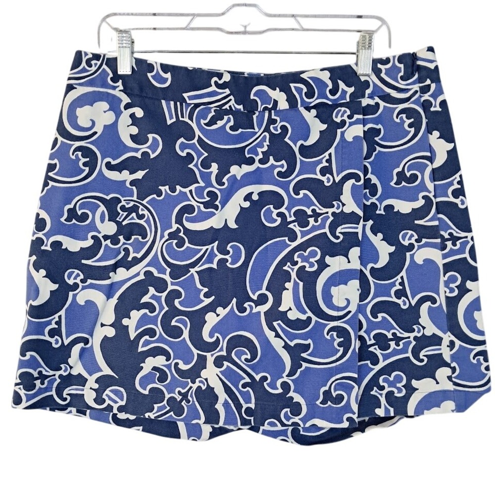 TALBOTS 12 Mini Skort Skirt Shorts Blue White‎ Pattern Casual Golf Activewear